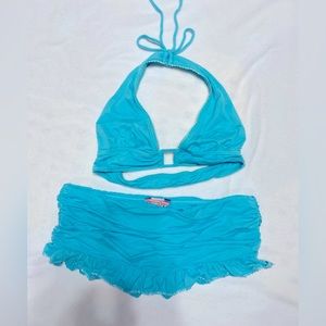 Juicy Couture Turquoise 2 Piece Bikini Swimsuit Bottoms M Top S